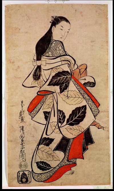 Standing courtesan by Kaigetsudo Anchi
